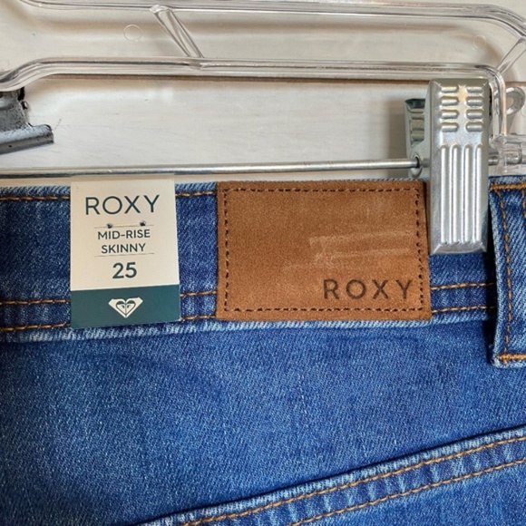 ROXY mid rise skinny denim jeans size 25 button down - Picture 11 of 13